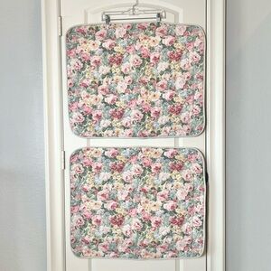 Vintage Croscill Quilted Pillow Shams Set of 2 Pink Cabbage Roses Standard Size